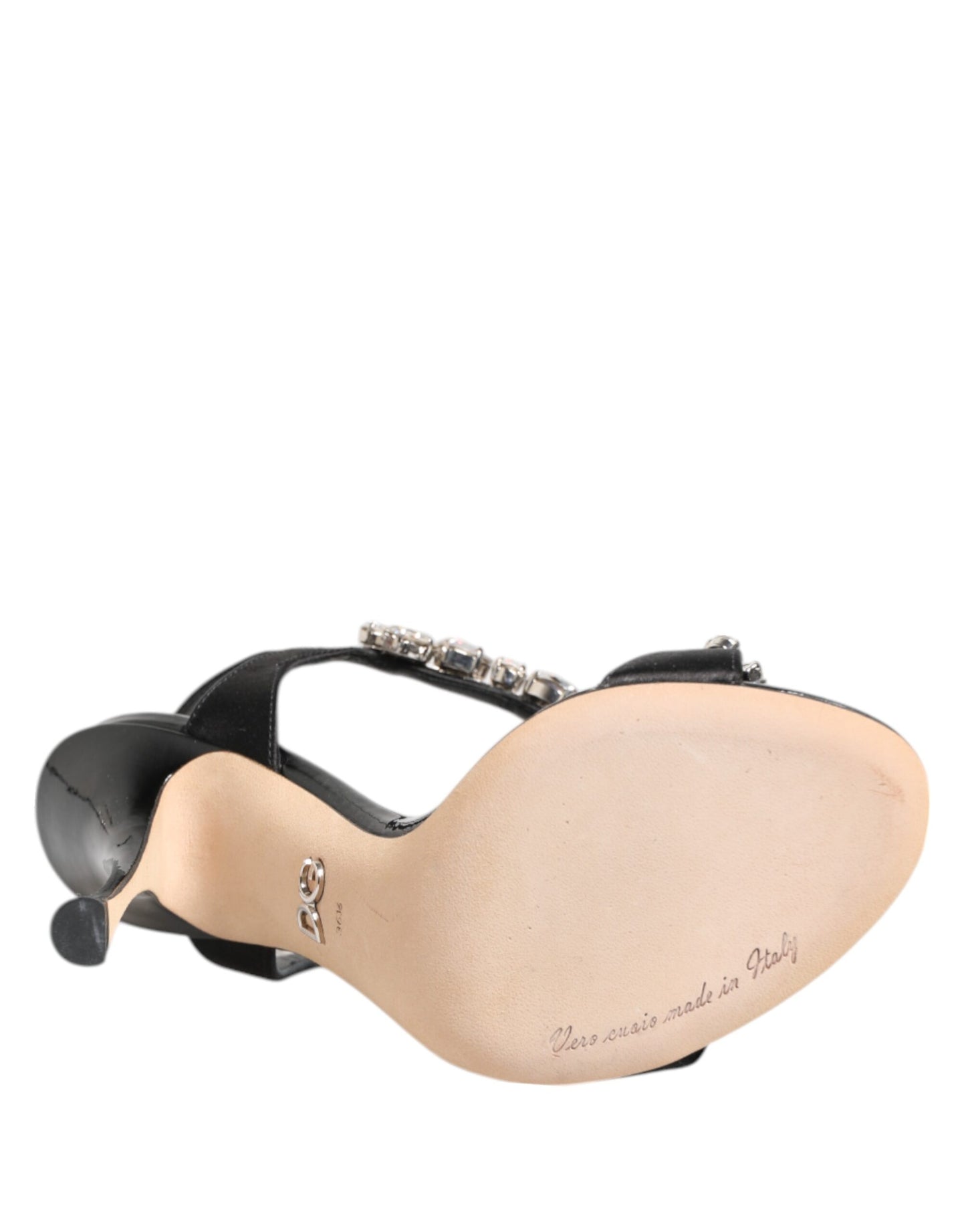 Dolce & Gabbana Black Keira Crystals Heels Sandals Shoes Curated Luxury Accessories by Orvyn