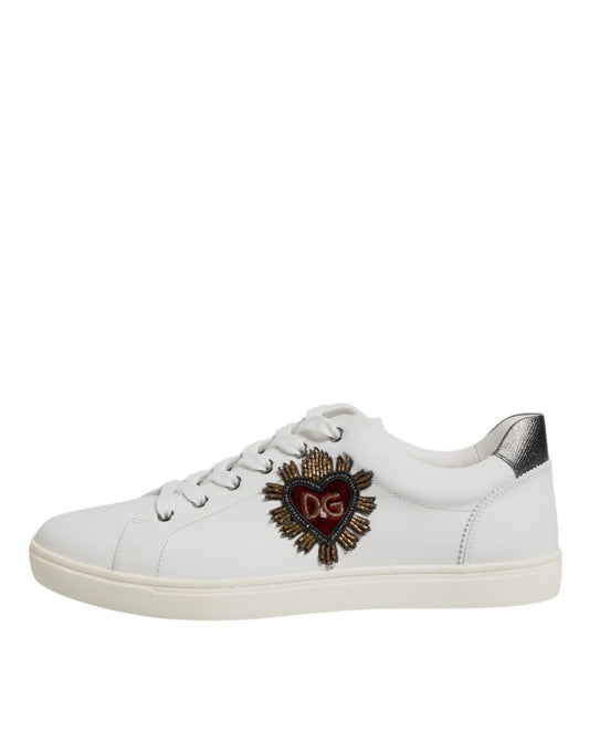 Dolce & Gabbana White Sacred Heart Men Low Top Sneakers Shoes Curated Luxury Accessories by Orvyn