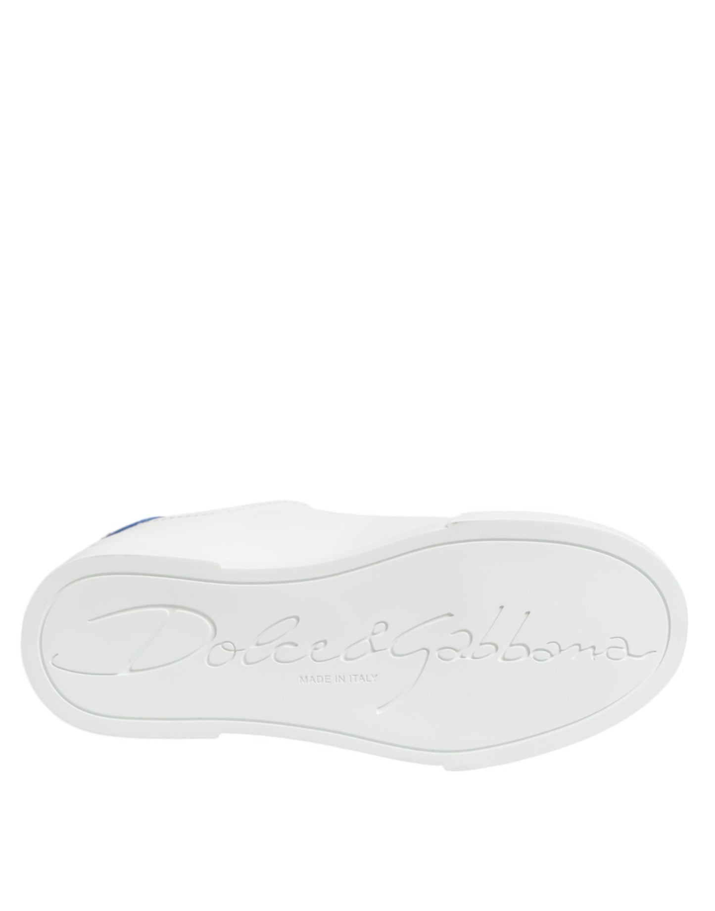 Dolce & Gabbana White Blue Leather Low Top Sneakers Shoes Curated Luxury Accessories by Orvyn