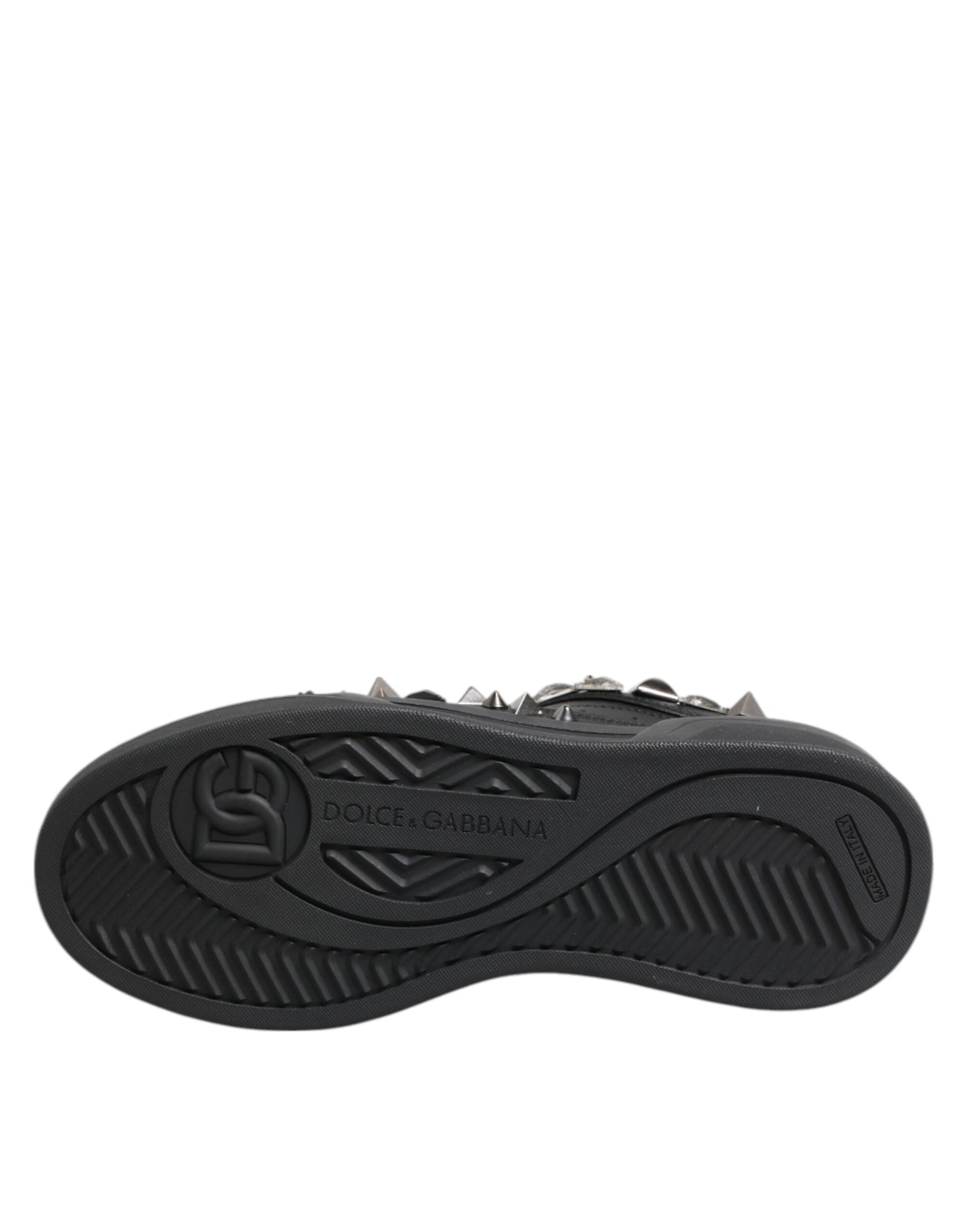 Dolce & Gabbana Black Leather Studded Low Top Sneakers Shoes Curated Luxury Accessories by Orvyn