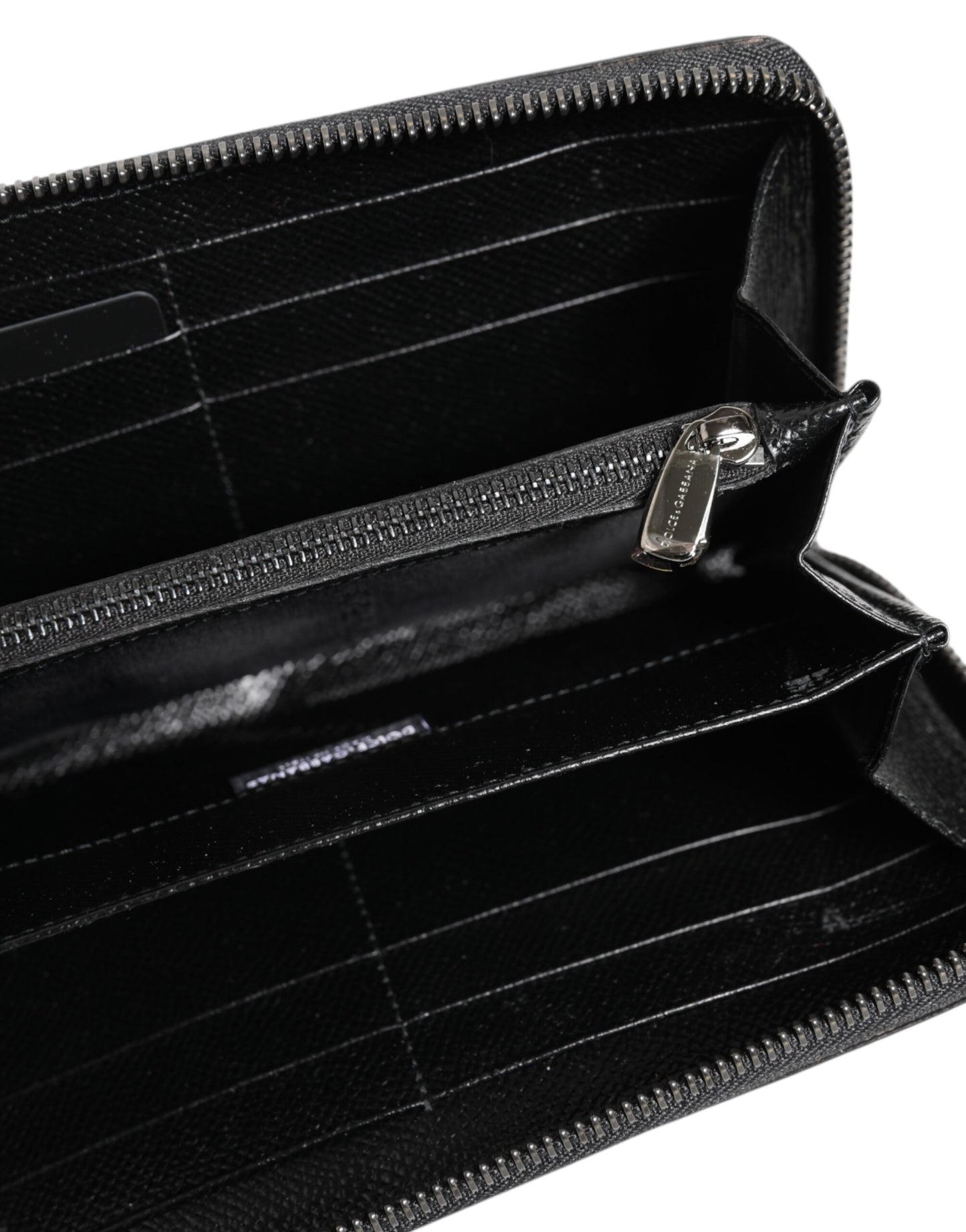 Dolce & Gabbana Black Gray Leopard Leather Zip Around Continental Wallet Curated Luxury Accessories by Orvyn