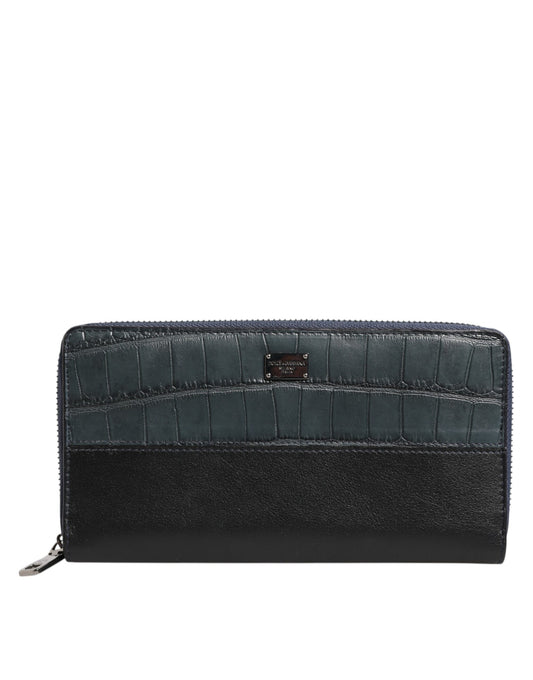 Dolce & Gabbana Black Blue Exotic Leather Men Continental Clutch Wallet Curated Luxury Accessories by Orvyn