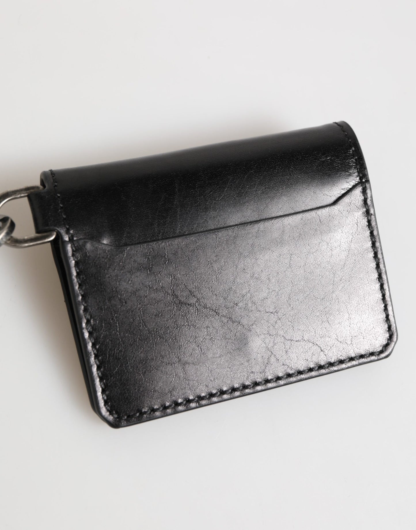 Dolce & Gabbana Wallet Black Leather Logo Embossed Key Chain Card Holder Wallet Curated Luxury Accessories by Orvyn