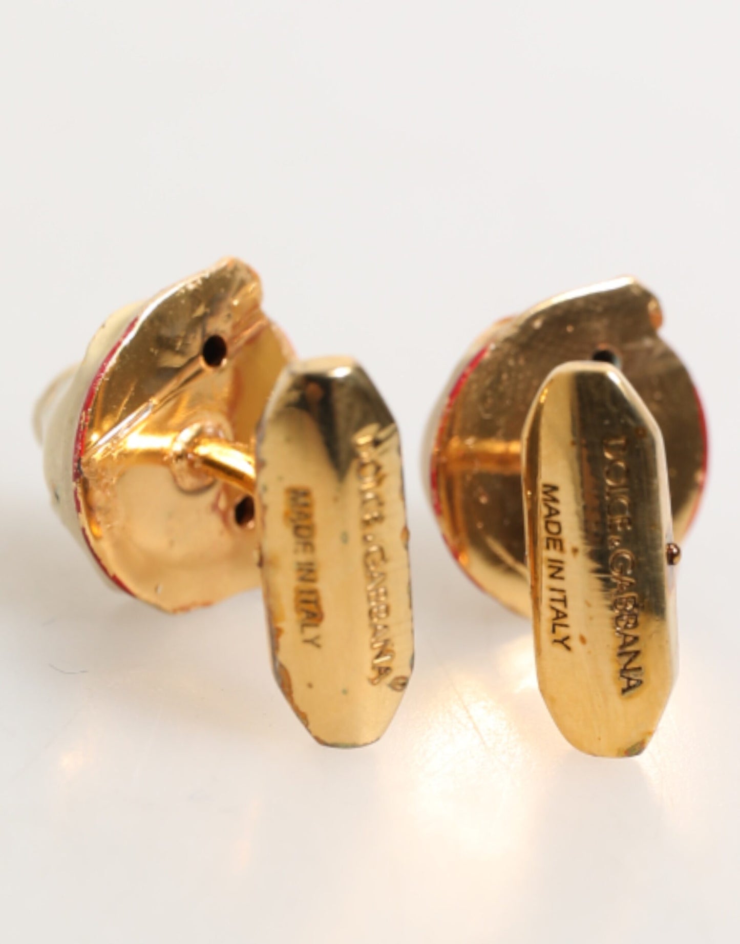 Dolce & Gabbana Brass Gold Tone Dog Puppy Men's Accessories Cufflink Curated Luxury Accessories by Orvyn