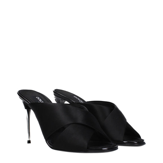 Dolce & Gabbana Black Satin Stiletto Heel Sandals Curated Luxury Accessories by Orvyn