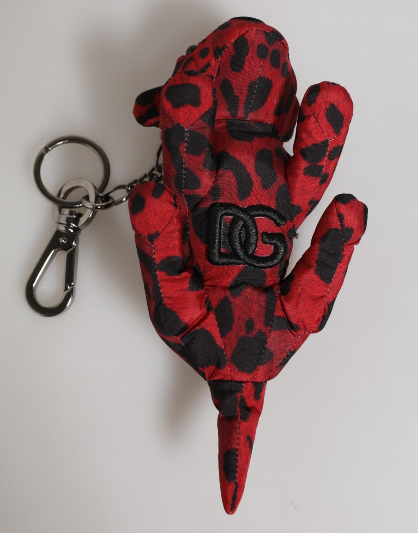 Dolce & Gabbana Red Black Polyester Animal Silhouette Bag Keychain Keyring Curated Luxury Accessories by Orvyn