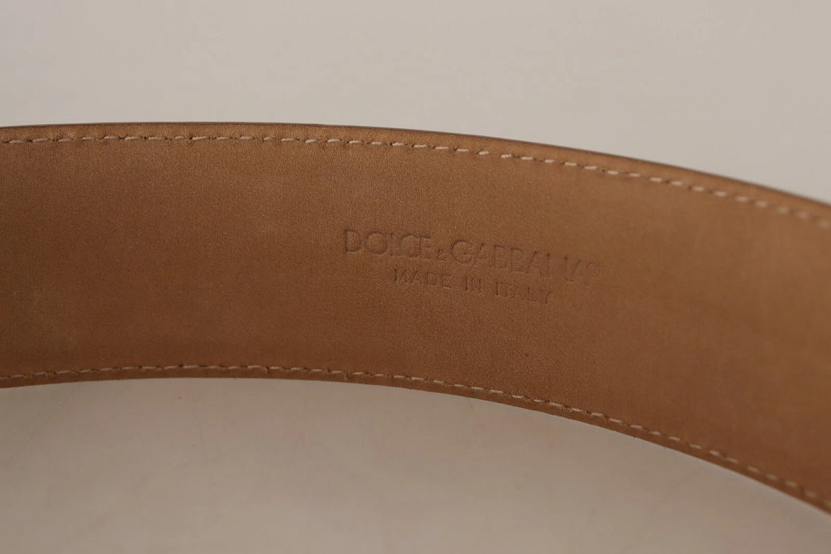 Dolce & Gabbana Brown Leather Gold Metal Oval Buckle Belt braun