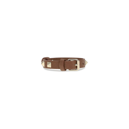Valentino Garavani Brown Leather and Metal Bracelet Curated Luxury Accessories by Orvyn