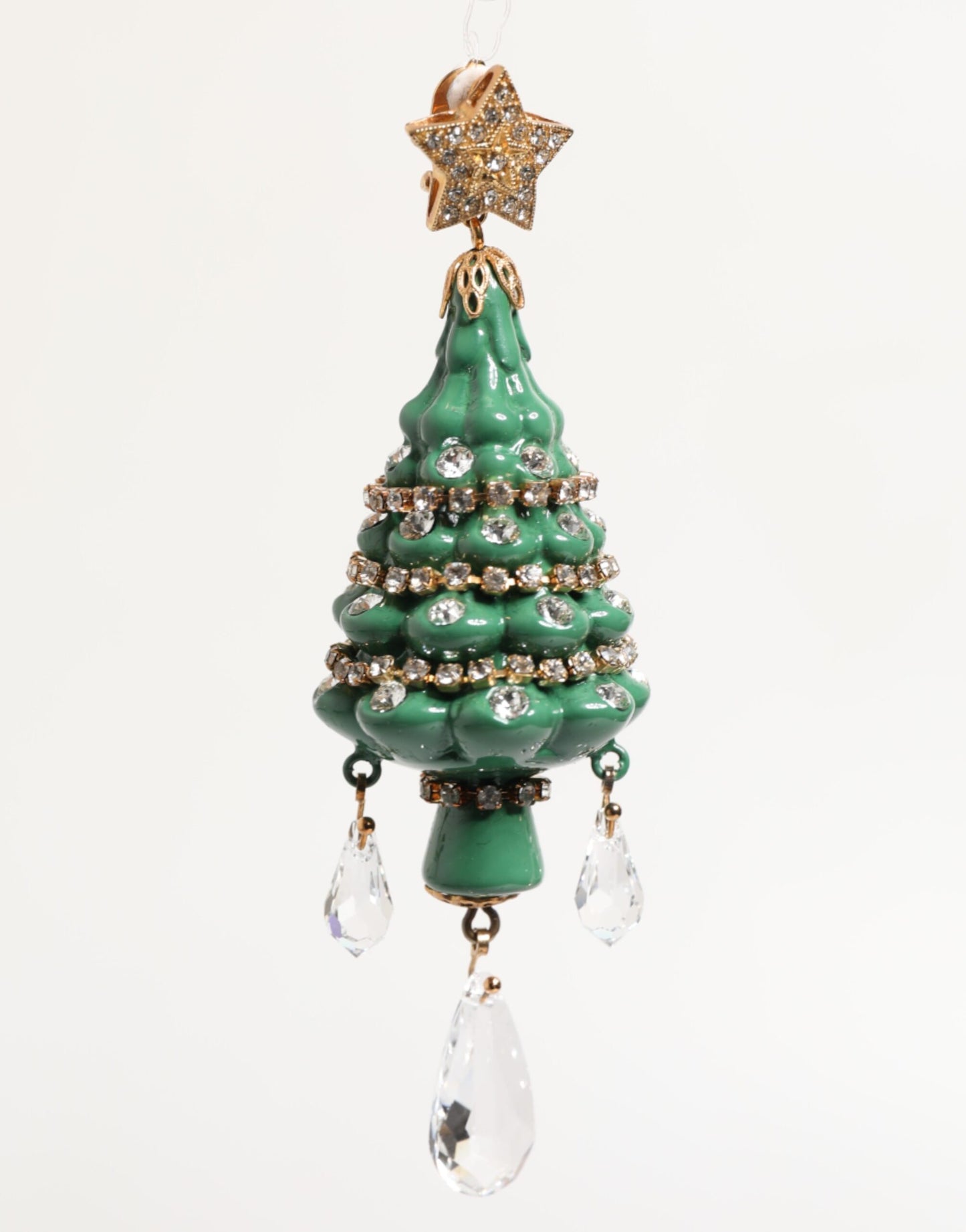 Dolce & Gabbana Gold Brass Multicolour Christmas Tree Earrings Curated Luxury Accessories by Orvyn