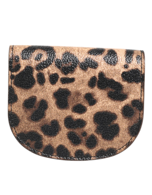 Dolce & Gabbana Brown Leopard Print Calf Leather Small Coin Purse Wallet Curated Luxury Accessories by Orvyn