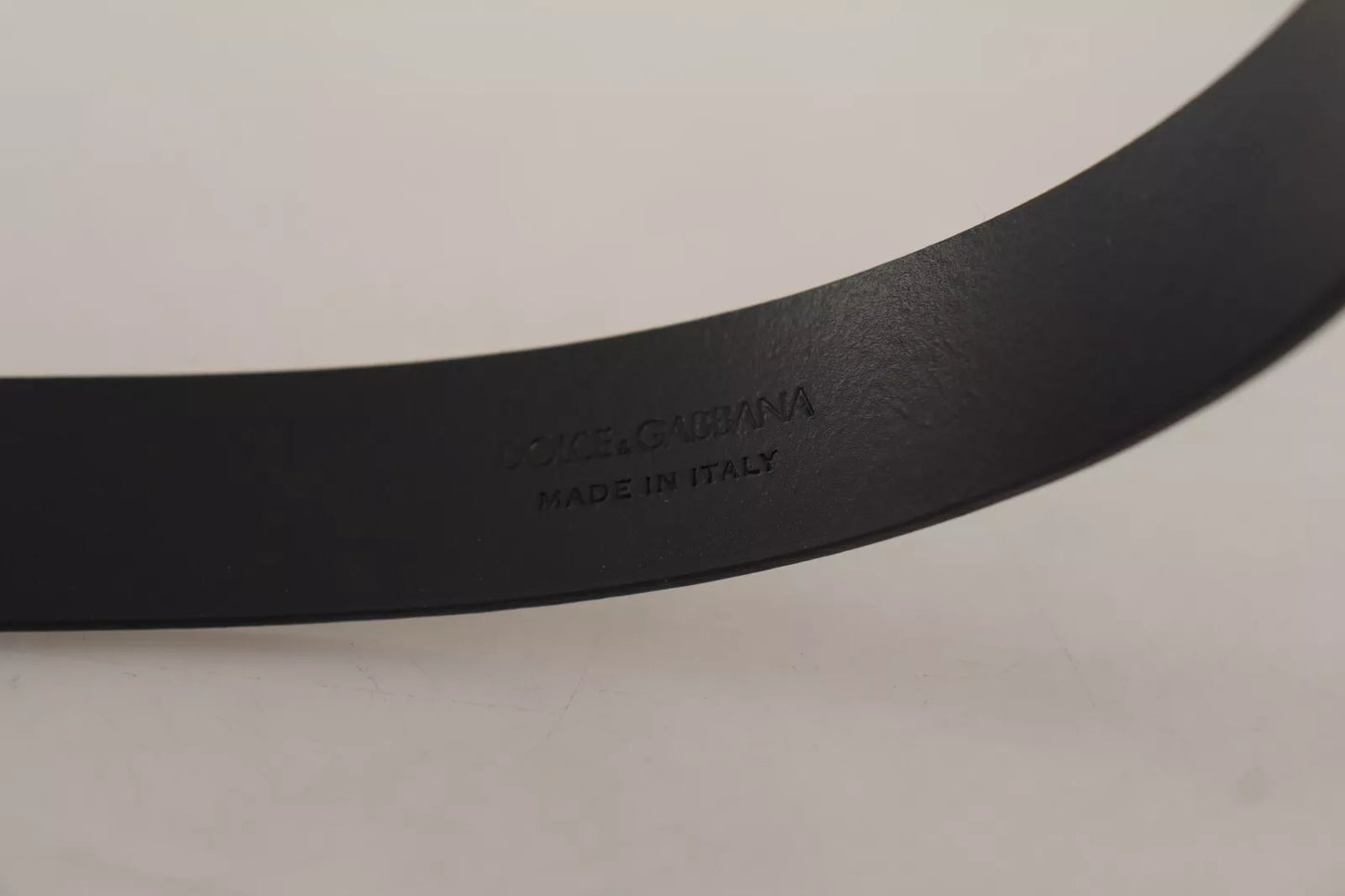 Dolce & Gabbana Calf Leather Silver Tone Black Metal Buckle Belt schwarz
