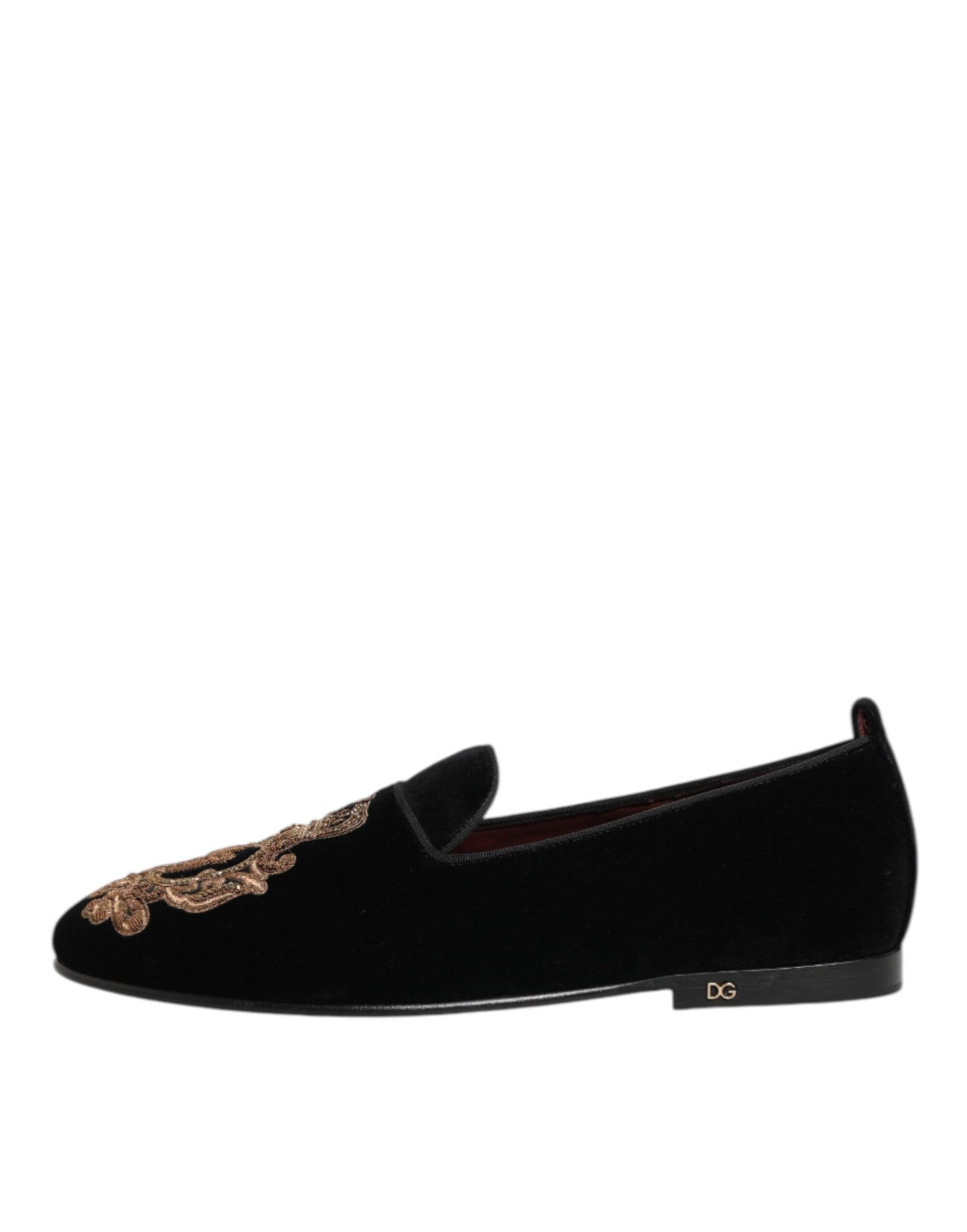 Dolce & Gabbana Black Velvet Gold Crown Mens Loafers Shoes Curated Luxury Accessories by Orvyn
