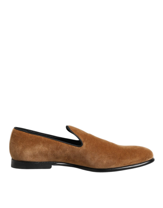 Dolce & Gabbana Brown Suede Slip On Men Loafers Formal Shoes Curated Luxury Accessories by Orvyn
