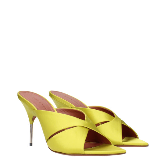 Amina Muaddi Green Satin Stiletto Heel Sandals Curated Luxury Accessories by Orvyn