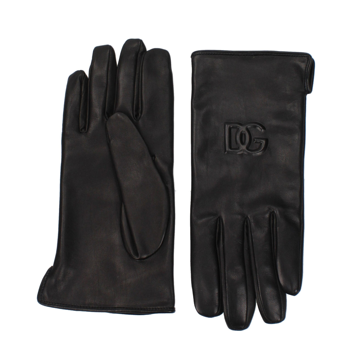 Dolce & Gabbana Black Leather Gloves schwarz