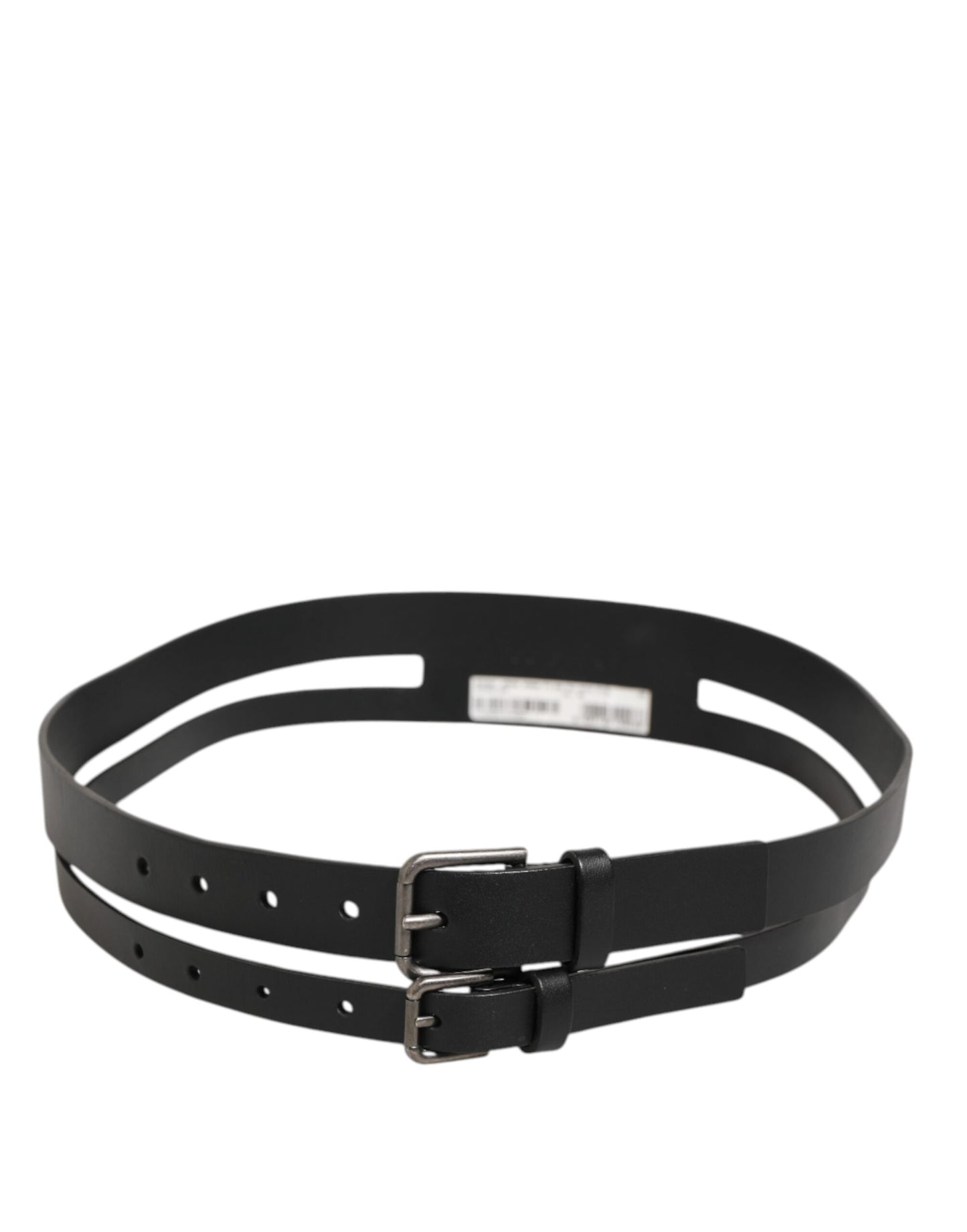 Dolce & Gabbana Black Double Strap Leather Buckle Men Belt Curated Luxury Accessories by Orvyn