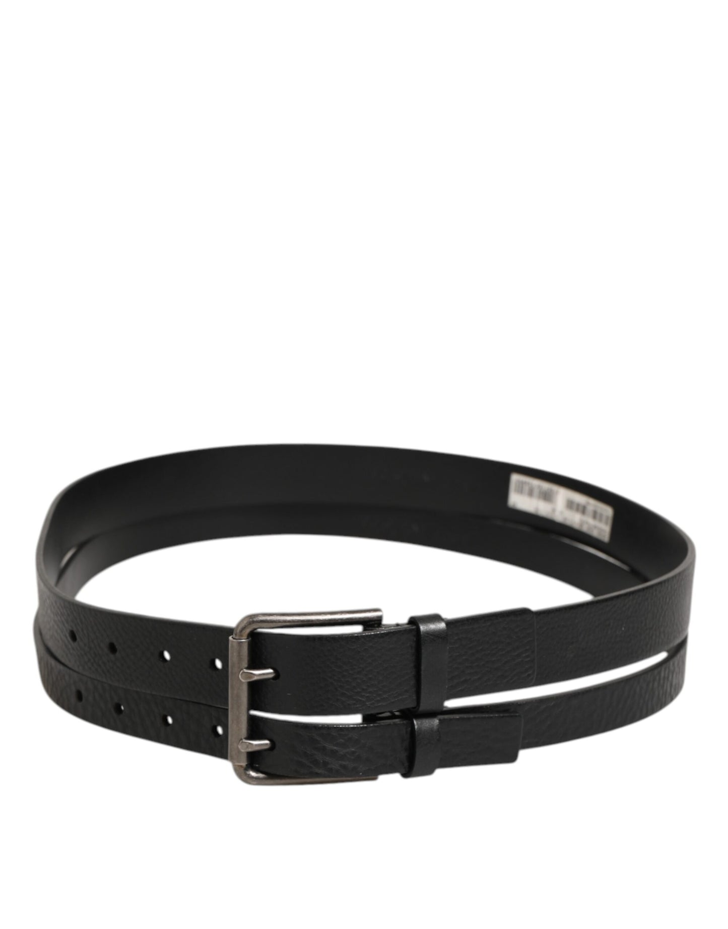Dolce & Gabbana Black Double Strap Leather Silver Buckle Belt Curated Luxury Accessories by Orvyn