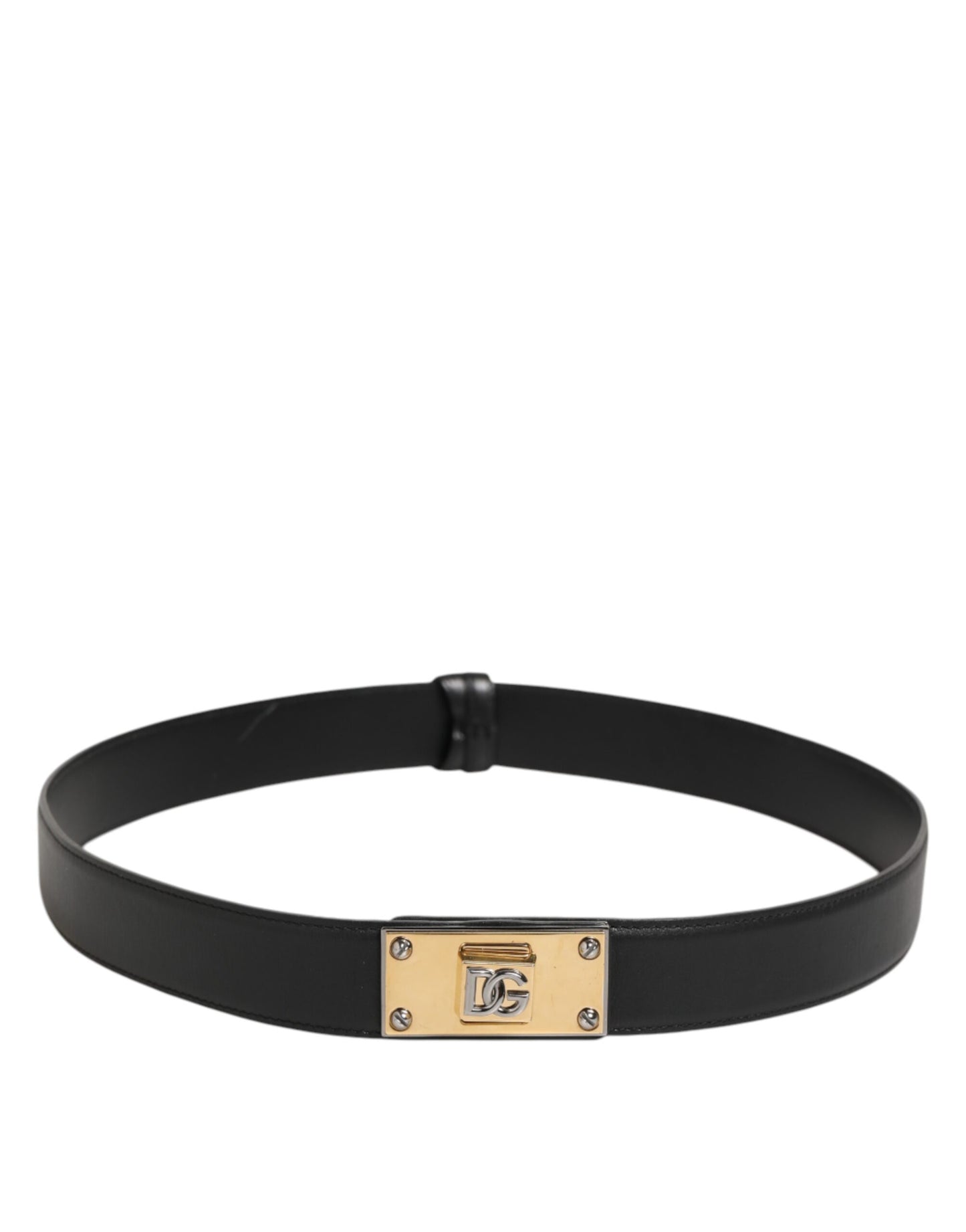Dolce & Gabbana Black Leather Classic Metal Logo Buckle Belt Curated Luxury Accessories by Orvyn