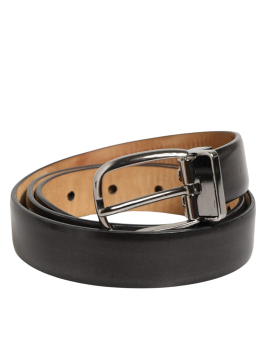 Dolce & Gabbana Black Classic Leather Silver-Tone Buckle Belt Curated Luxury Accessories by Orvyn