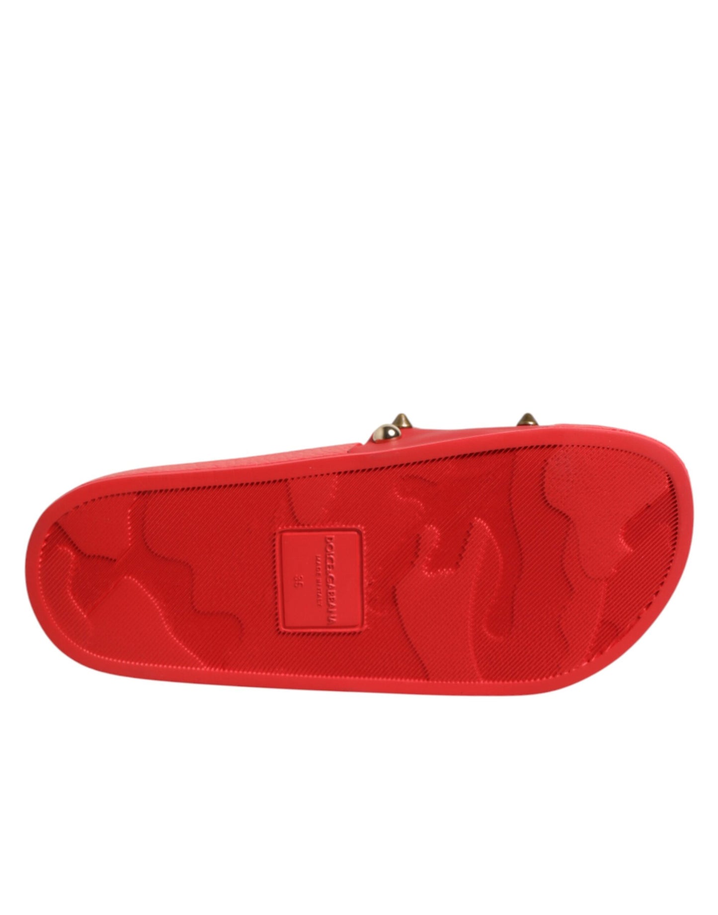 Dolce & Gabbana Red Sacred Heart Stud Slides Beachwear Shoes Curated Luxury Accessories by Orvyn