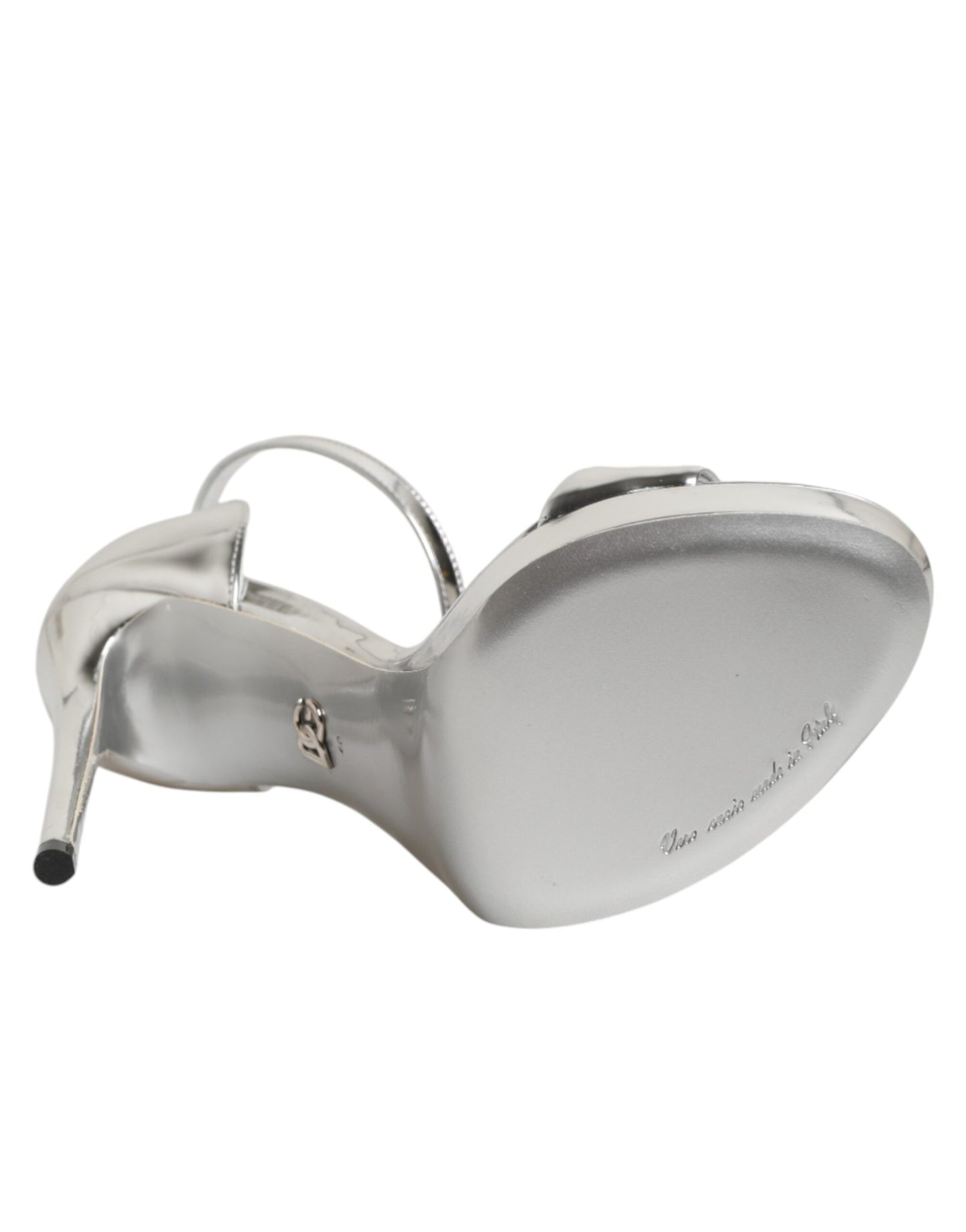 Dolce & Gabbana Silver Leather Platform Keira Sandals Shoes Curated Luxury Accessories by Orvyn