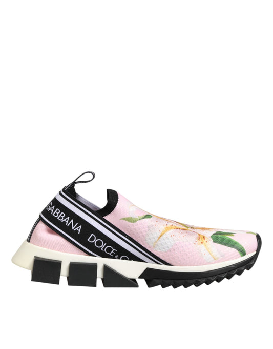 Dolce & Gabbana Pink Floral Sorrento Low Top Sneakers Shoes Curated Luxury Accessories by Orvyn
