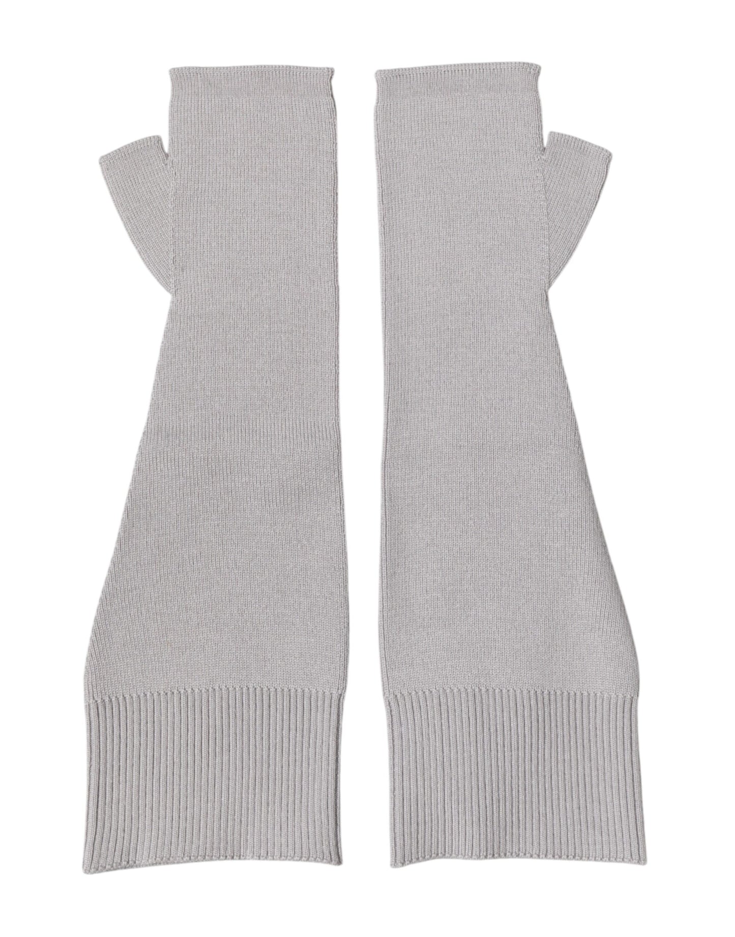 Dolce & Gabbana Gray Virgin Wool Knitted Fingerless Men Gloves Curated Luxury Accessories by Orvyn