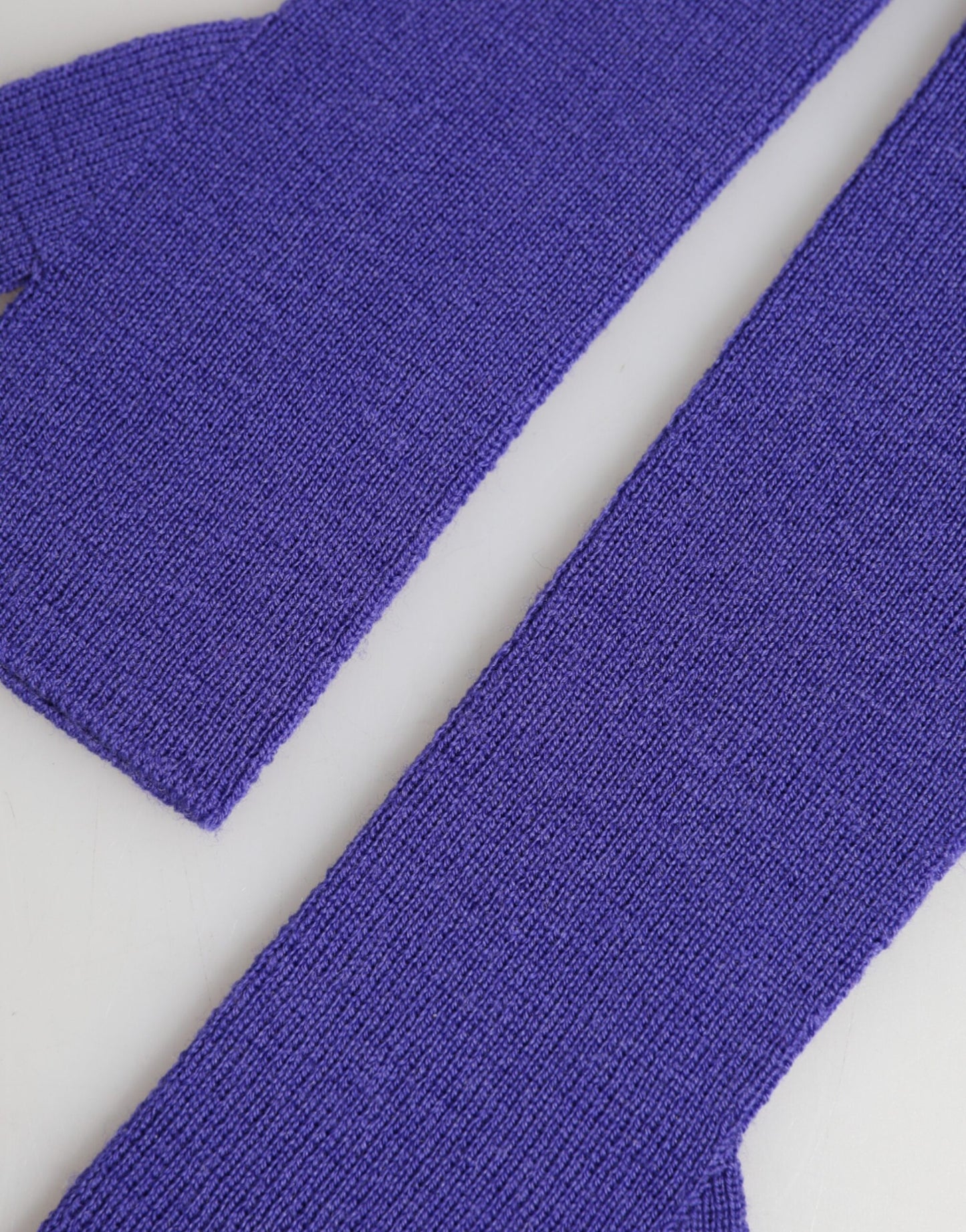 Dolce & Gabbana Violet Wool Fingerless Elbow Length Mitten Gloves Curated Luxury Accessories by Orvyn