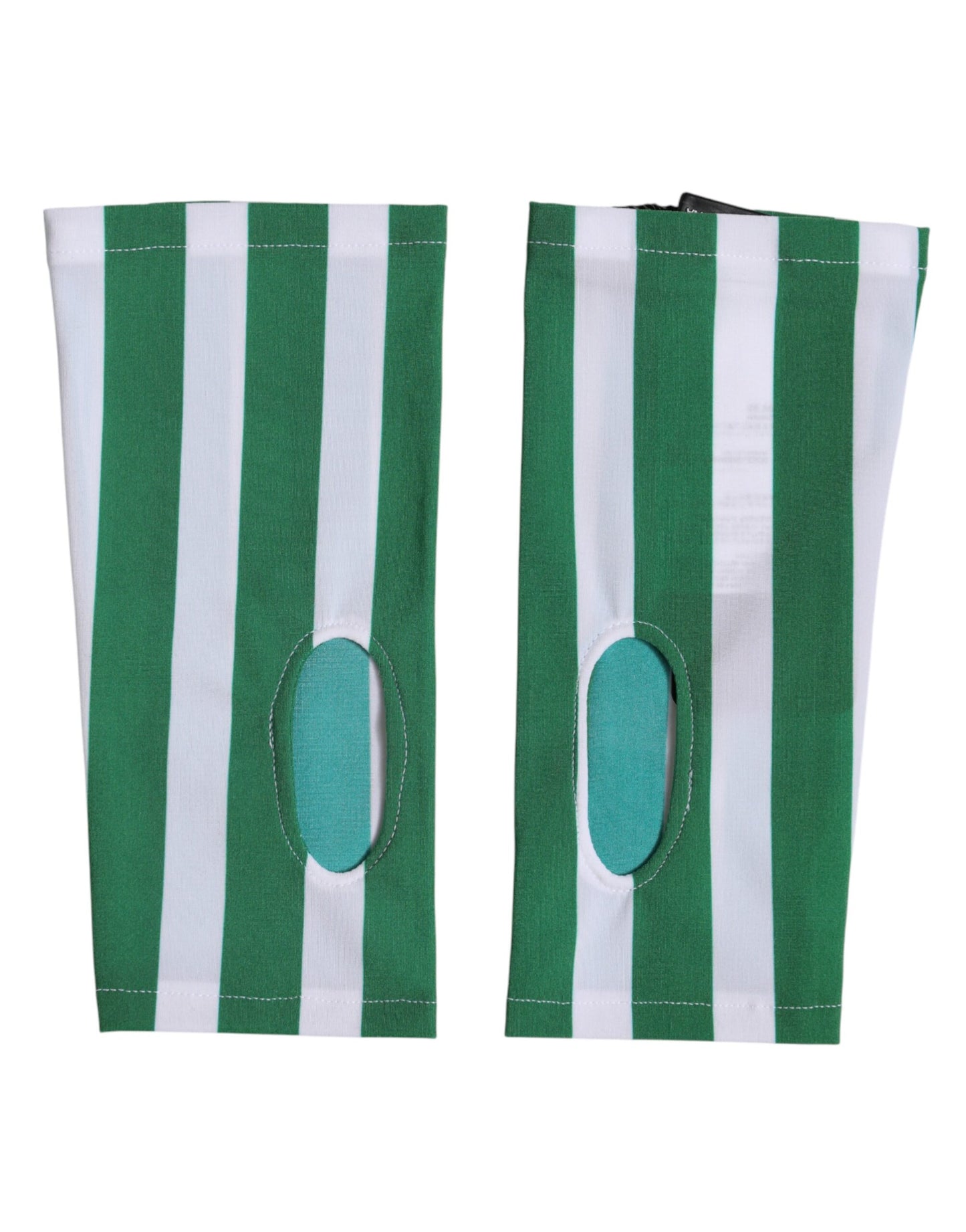 Dolce & Gabbana Green White Nylon Fingerless Wrist Length Gloves Curated Luxury Accessories by Orvyn