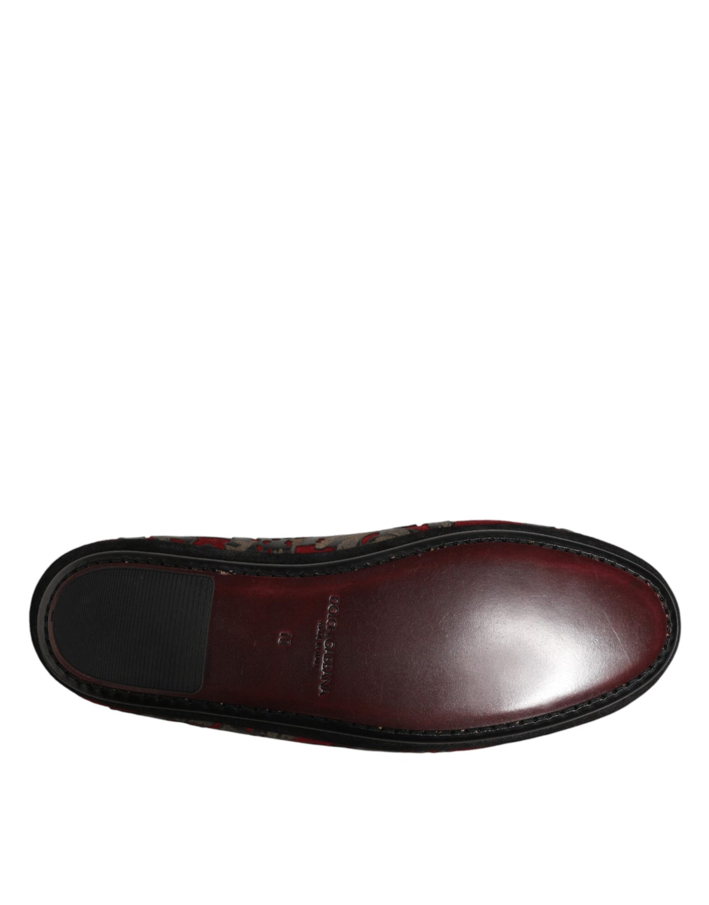 Dolce & Gabbana Bordeaux Jacquard Leather Slip On Loafer Shoes Curated Luxury Accessories by Orvyn