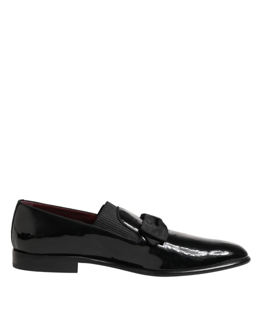Dolce & Gabbana Black Leather Slip On Dress Men Loafers Shoes schwarz