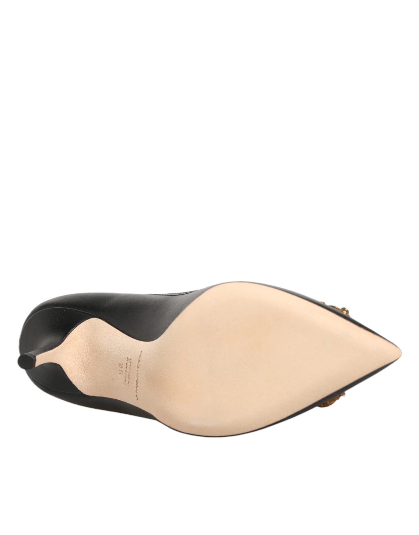 Dolce & Gabbana Black Leather DG Amore Heels Pumps Shoes Curated Luxury Accessories by Orvyn