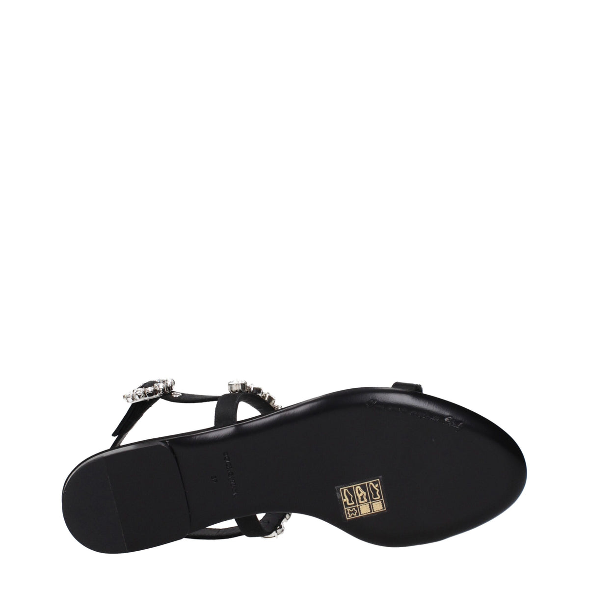 Dolce & Gabbana Black Satin Flat Sandals schwarz