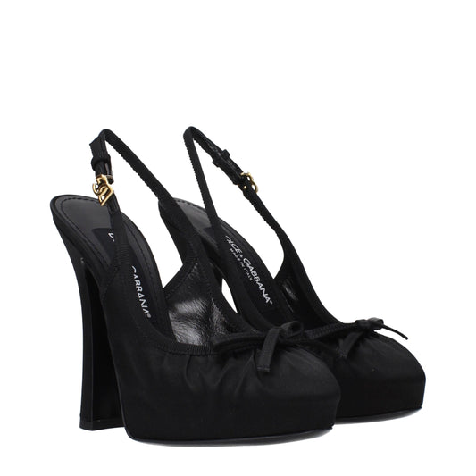 Dolce & Gabbana Black Satin High Heel Pumps schwarz