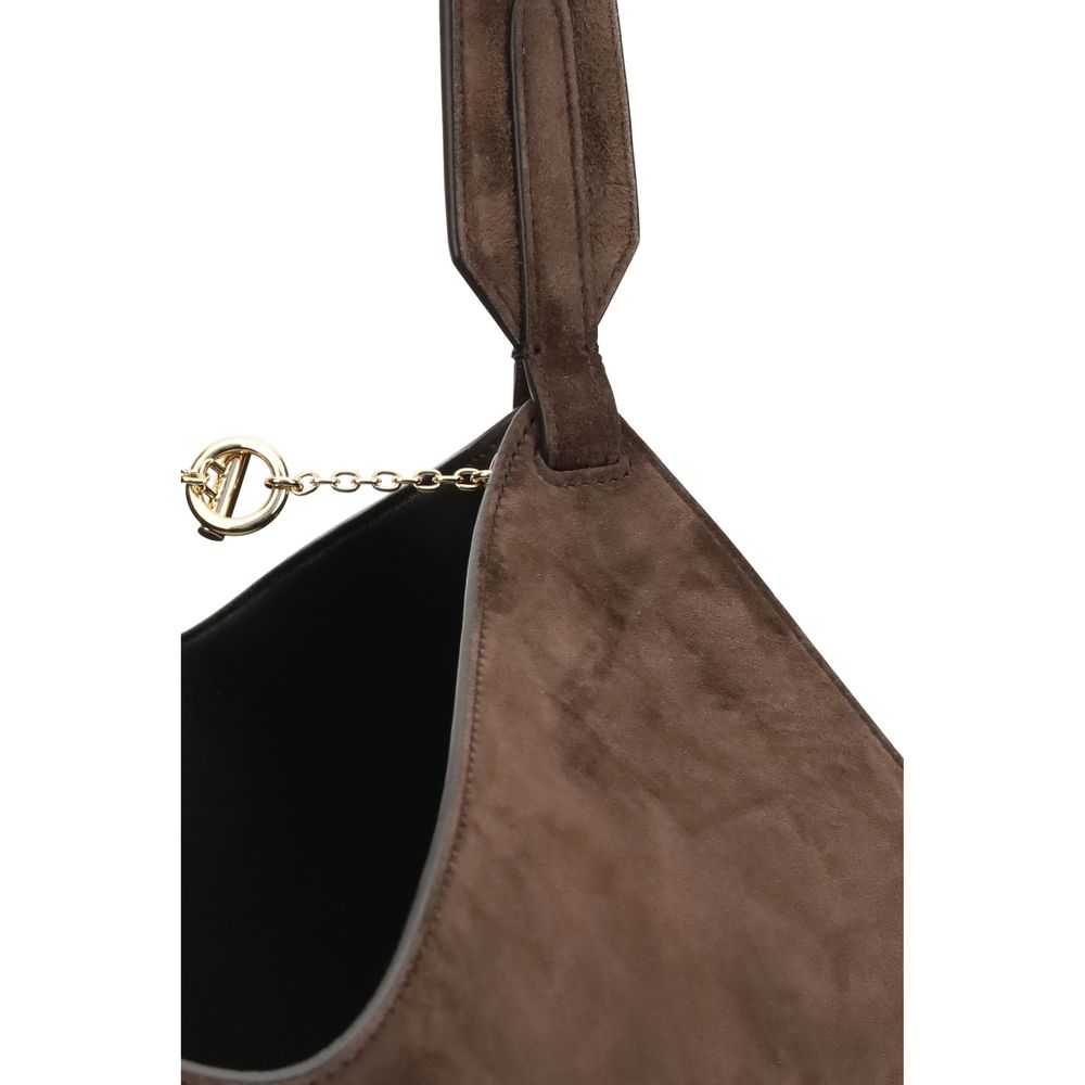 Khaite Brown Calf Leather Bos Taurus Shoulder Bag Curated Luxury Accessories by Orvyn