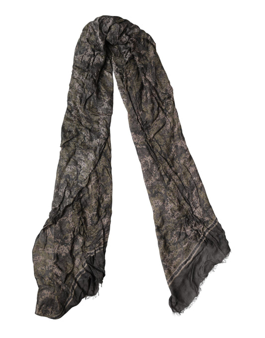 Dolce & Gabbana Brown Camouflage Modal Men Shawl Scarf Curated Luxury Accessories by Orvyn