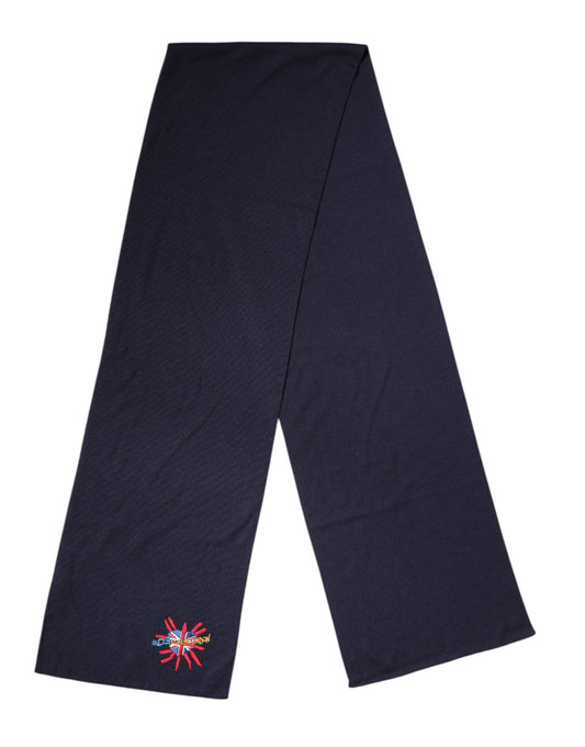 Dolce & Gabbana Blue Wool DG Loves London Neck Wrap Scarf Curated Luxury Accessories by Orvyn