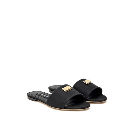 Dolce & Gabbana Black Polyester Slippers Curated Luxury Accessories by Orvyn