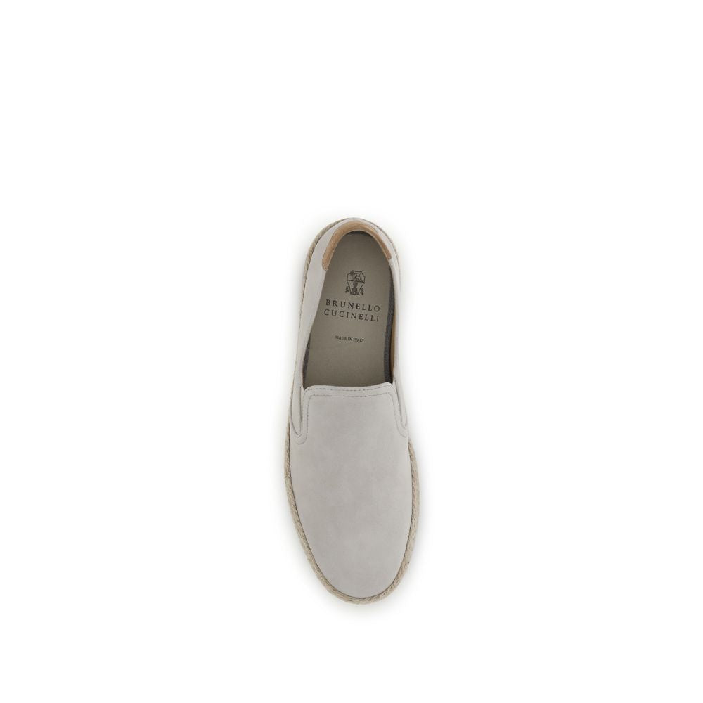 Brunello Cucinelli Gray Calf Leather Bos Taurus Low Top Sneakers Curated Luxury Accessories by Orvyn