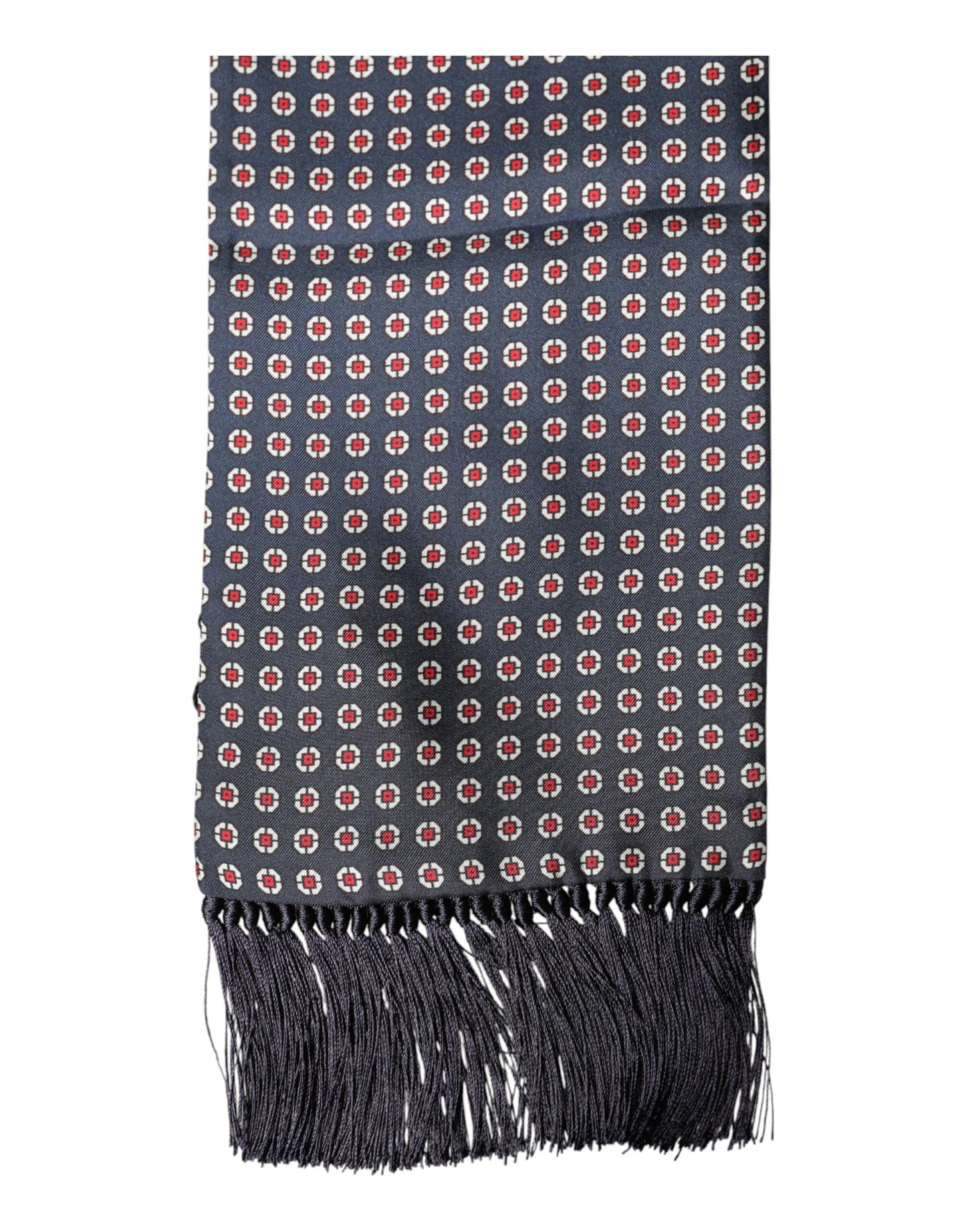 Dolce & Gabbana Black Patterned Fringes Neck Foulard Scarf Curated Luxury Accessories by Orvyn