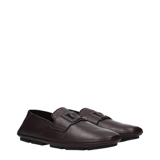 Dolce & Gabbana Brown Leather Slip-On Loafers Curated Luxury Accessories by Orvyn