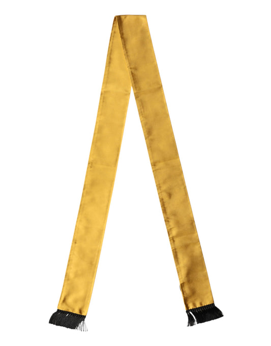 Dolce & Gabbana Yellow Silk Fringes Neck Wrap Foulard Scarf Curated Luxury Accessories by Orvyn