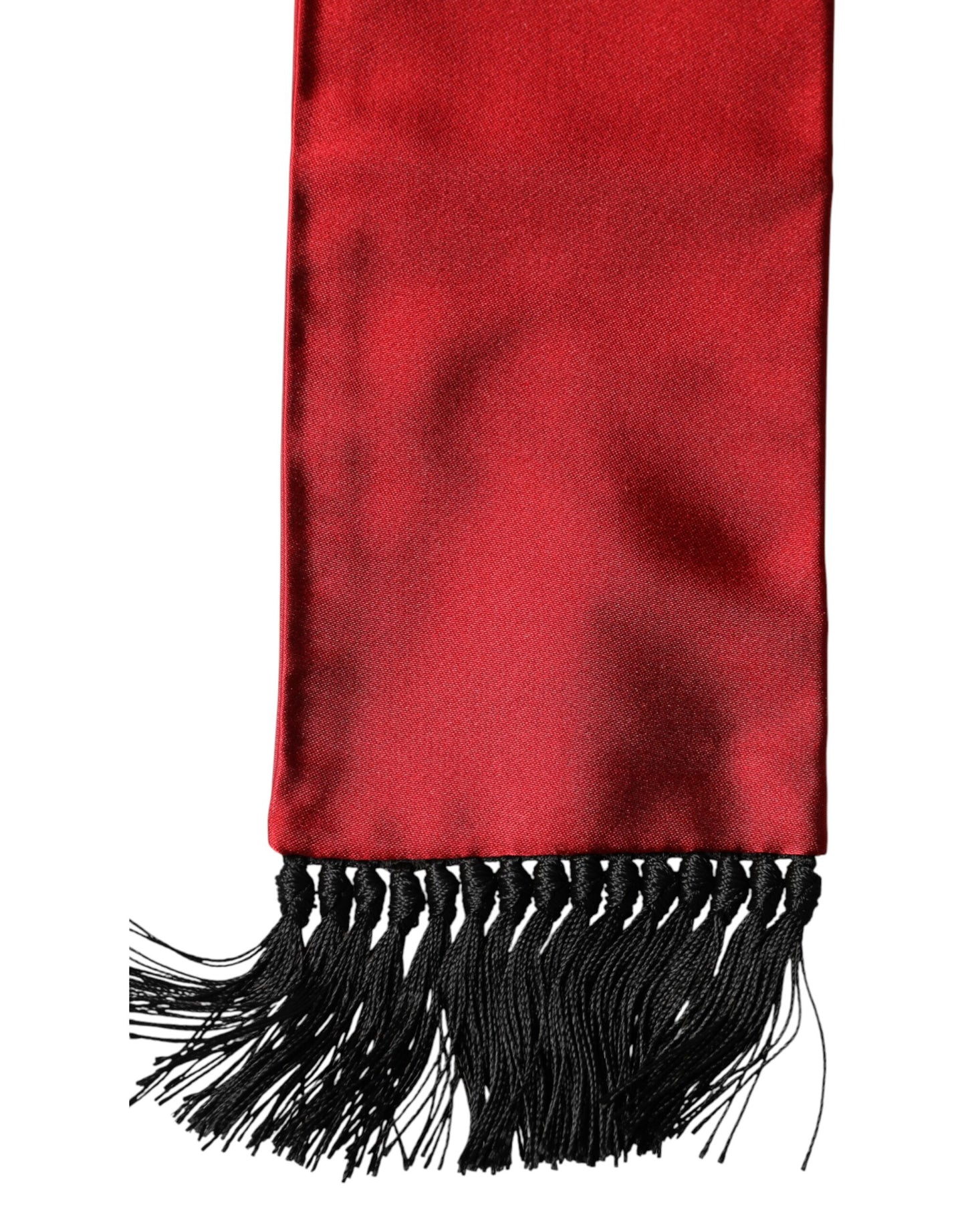 Dolce & Gabbana Red Silk Fringes Neck Wrap Foulard Scarf Curated Luxury Accessories by Orvyn
