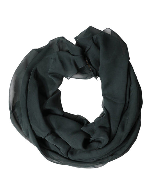 Dolce & Gabbana Dark Green Silk Neck Wrap Foulard Scarf Curated Luxury Accessories by Orvyn