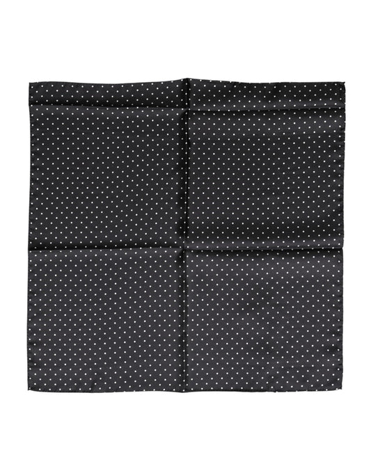 Dolce & Gabbana Black Polka Dot Silk Square Foulard Scarf Curated Luxury Accessories by Orvyn