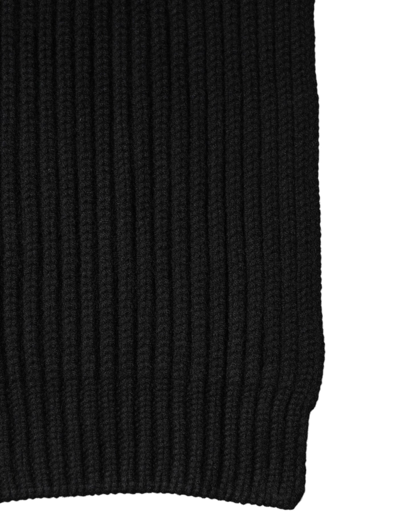 Dolce & Gabbana Black Cashmere Knit Neck Wrap Shawl 202cm x 26cm Scarf Curated Luxury Accessories by Orvyn