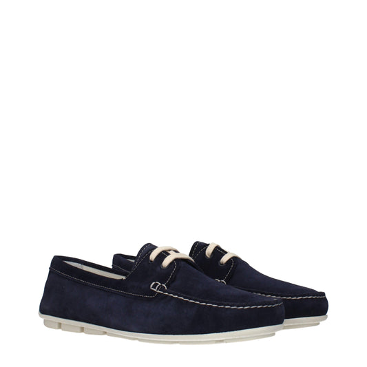 Prada Blue Leather Slip-On Loafers Curated Luxury Accessories by Orvyn