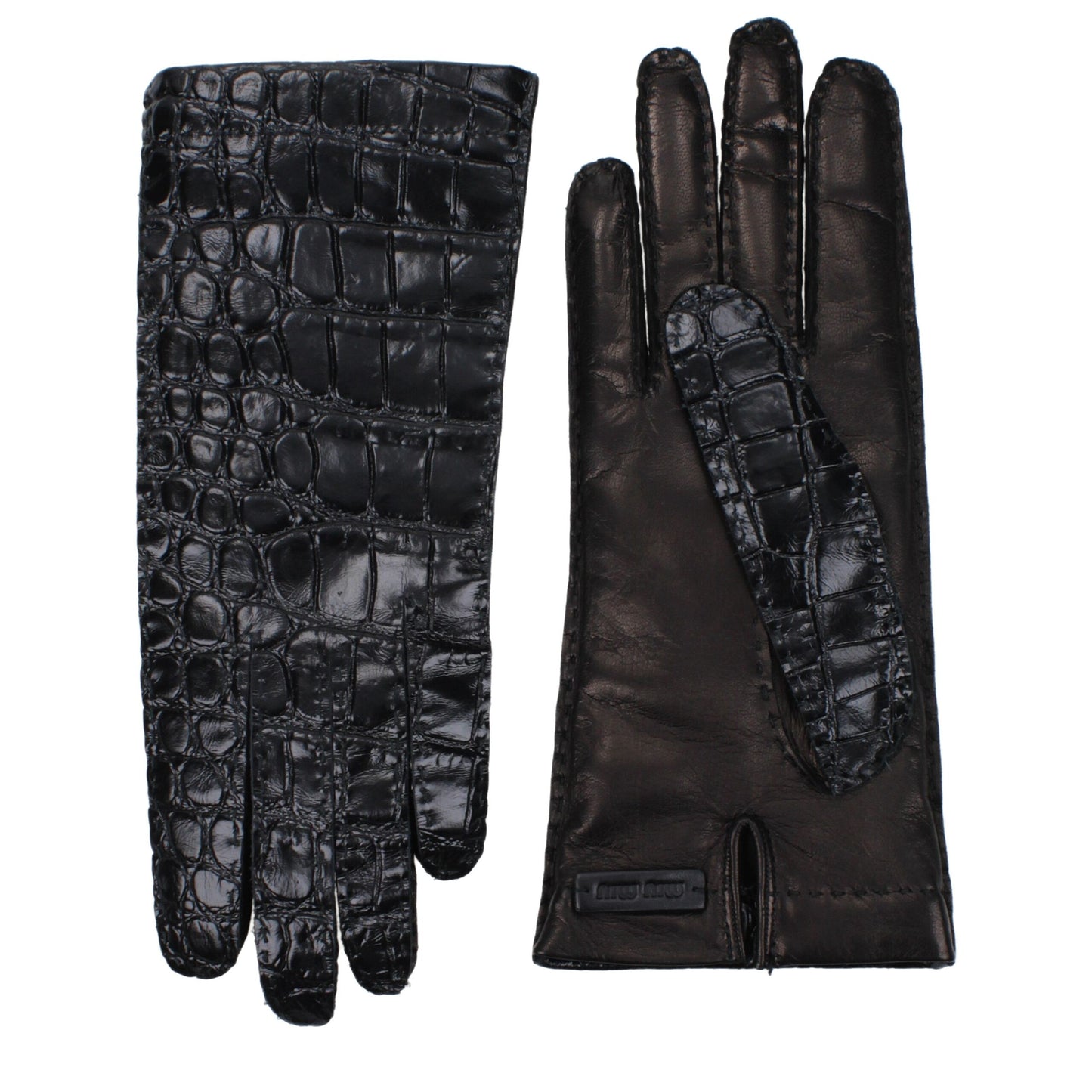 Miu Miu Black Leather Gloves Curated Luxury Accessories by Orvyn