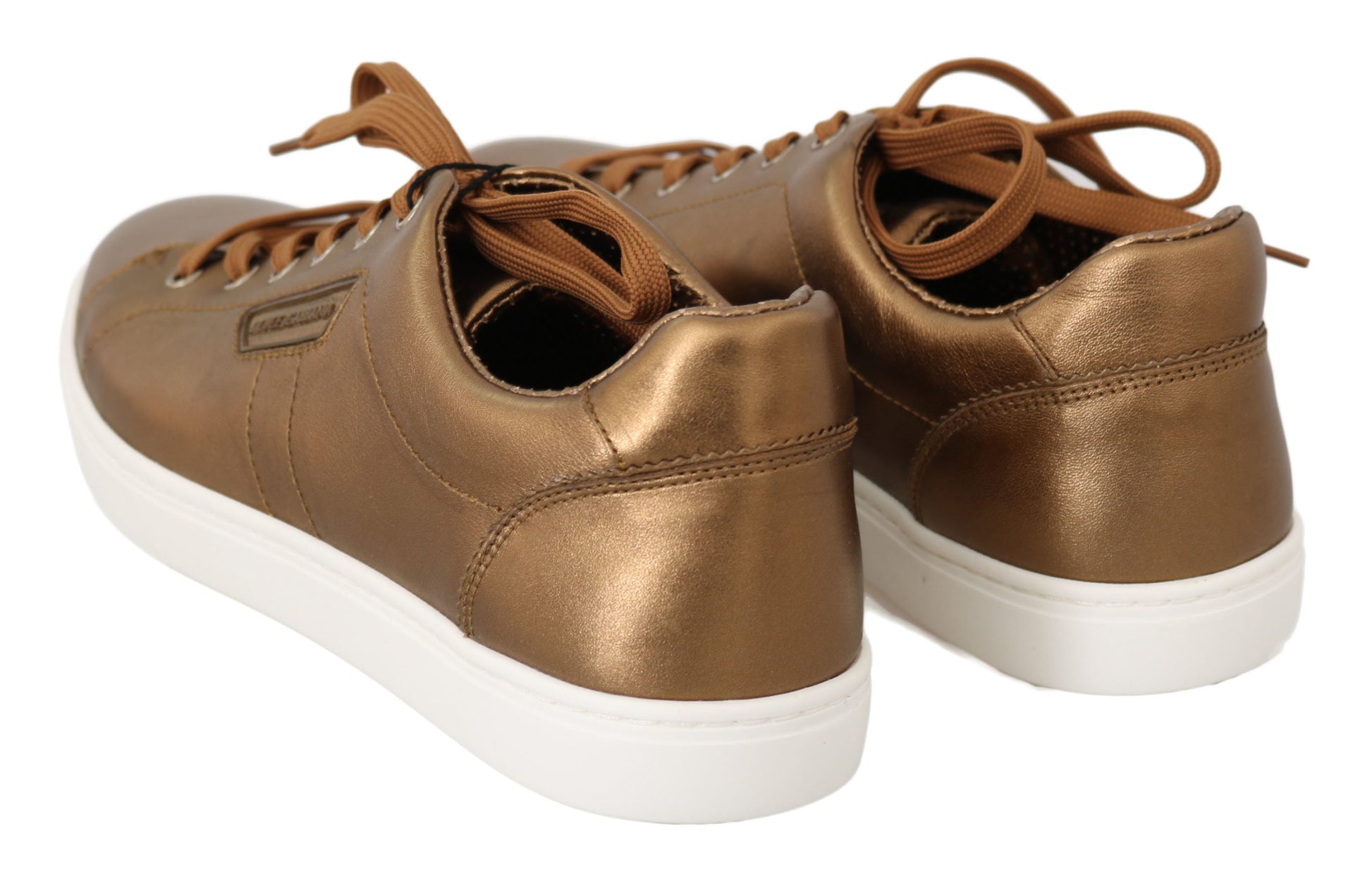 Dolce & Gabbana Gold Leather Mens Casual Sneakers Curated Luxury Accessories by Orvyn