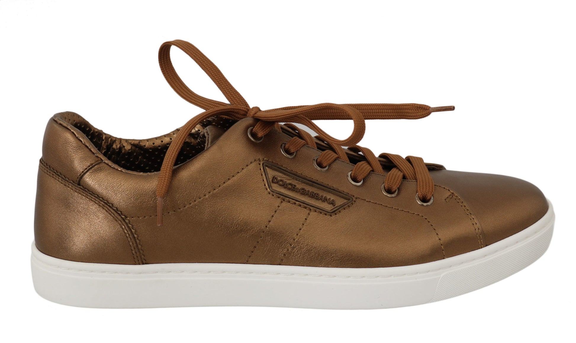Dolce & Gabbana Gold Leather Mens Casual Sneakers Curated Luxury Accessories by Orvyn